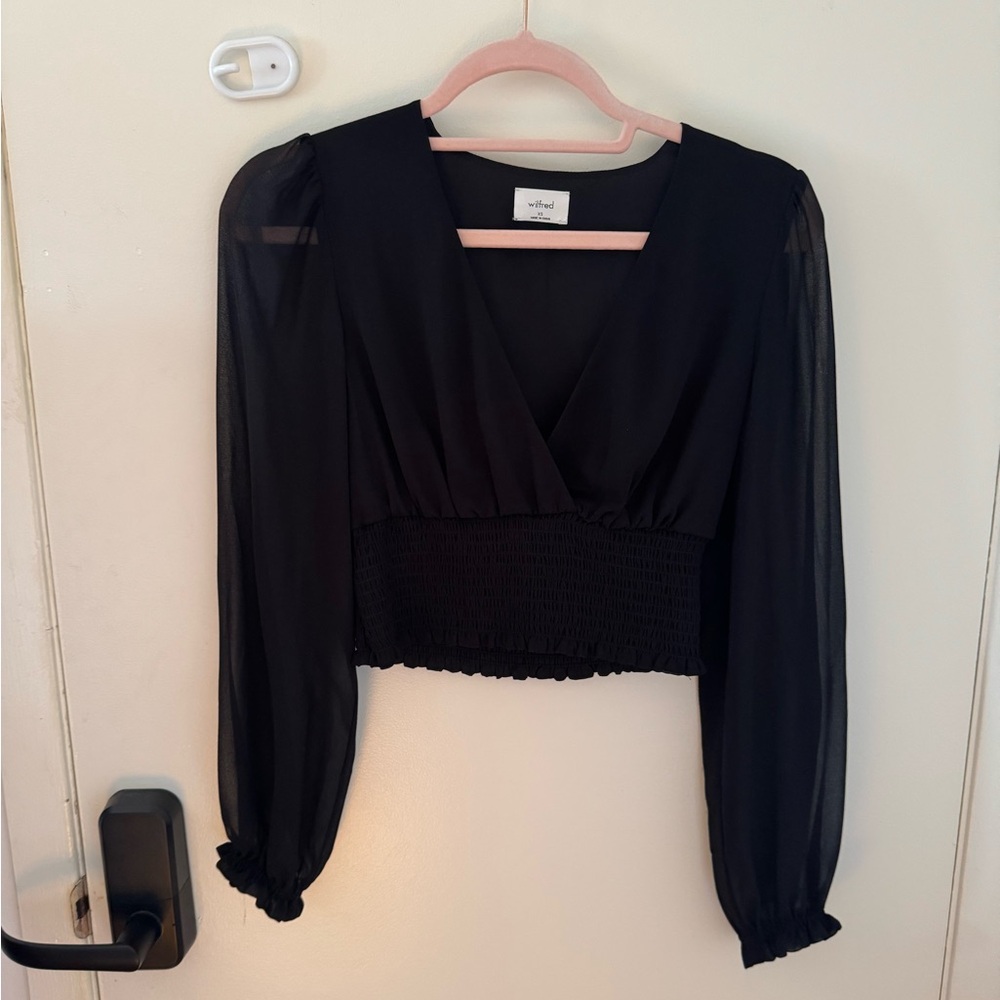 Wilfred Black Long Sleeve Wrap Blouse
